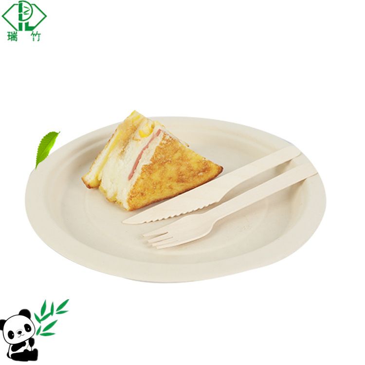 PLATO DE BAMBÚ DESECHABLE REDONDO  9" x10U.