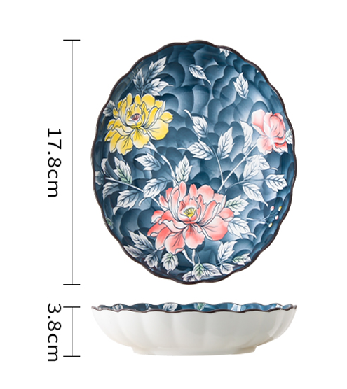 PES25 7寸荷意盘/锦红牡丹