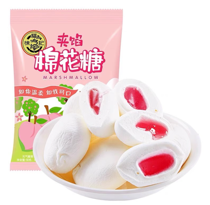 徐福记 夹馅棉花糖-蜜桃味 64克