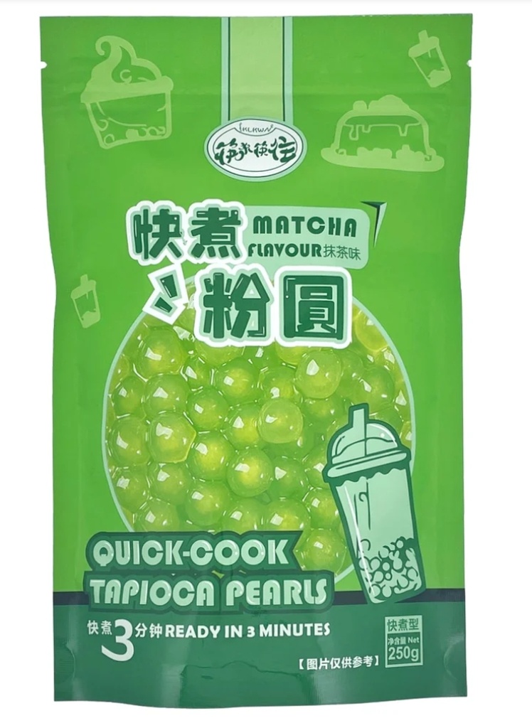 HWJ FAST COOKING TAPIOCA PEARLS MATCHA FLAVOR 250G