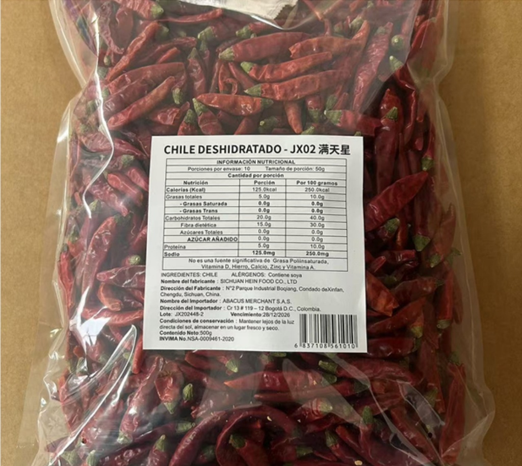 JX CHILE DESHIDRATADO 500G