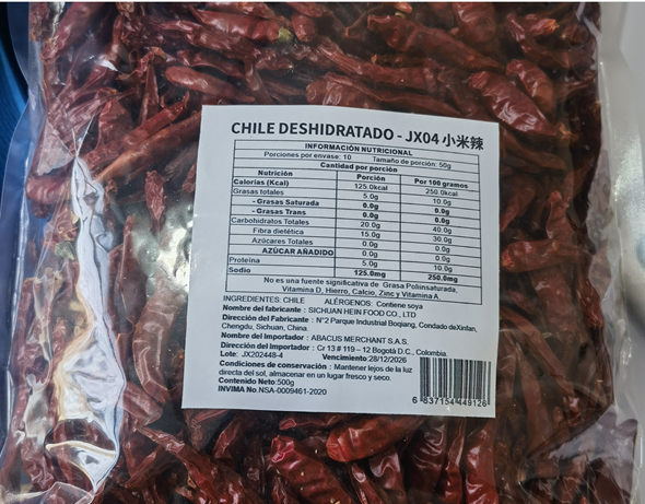 JX DEHYDRATED CHILI 500G