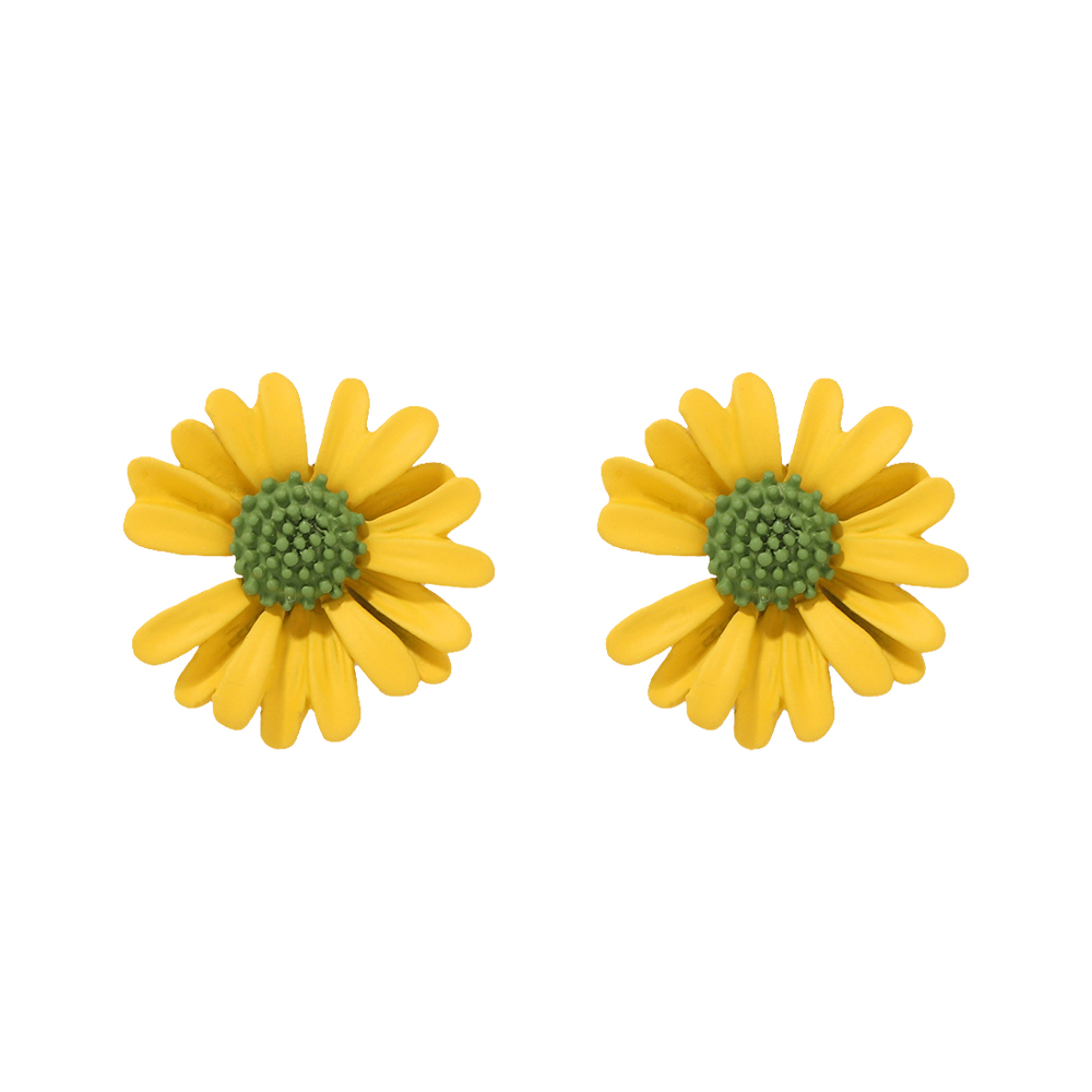 耳环－黄色 雏菊花