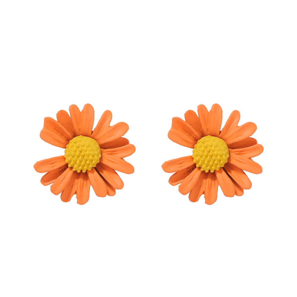 耳环－ 橘色雏菊花