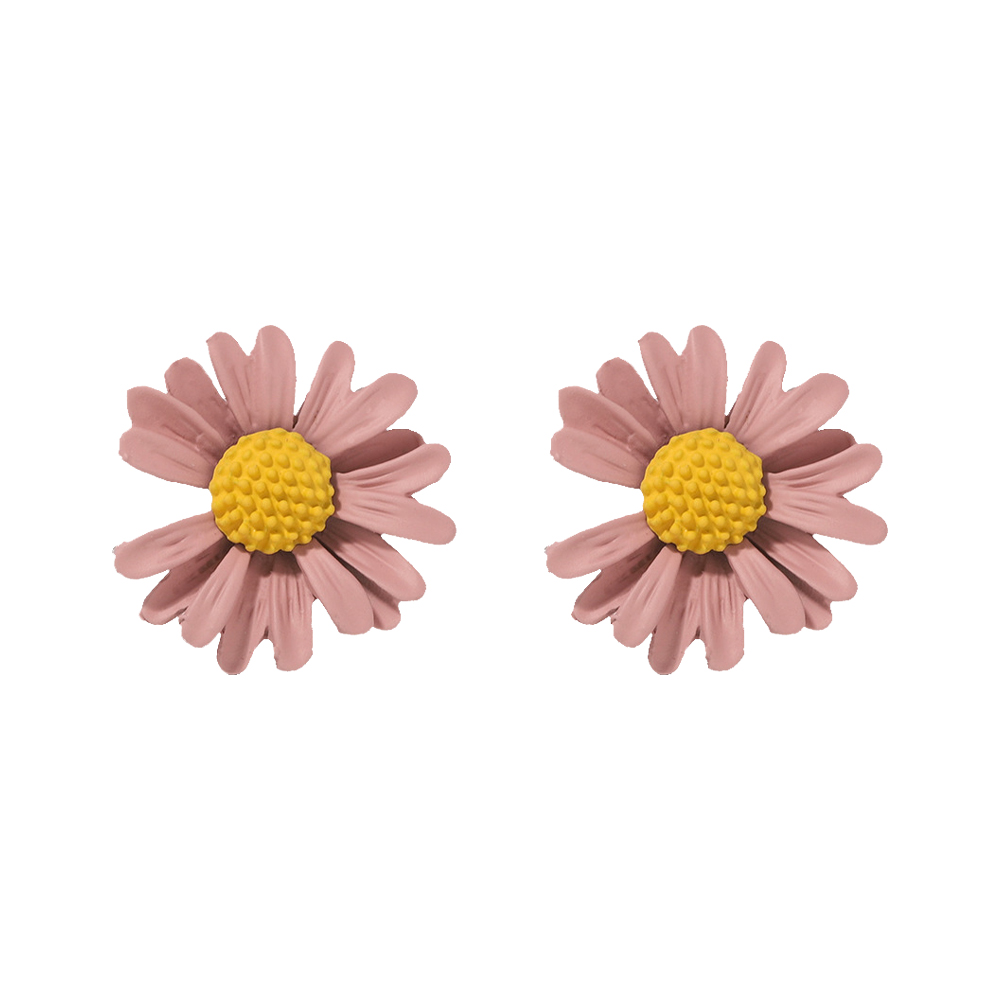 耳环－ 粉红色雏菊花