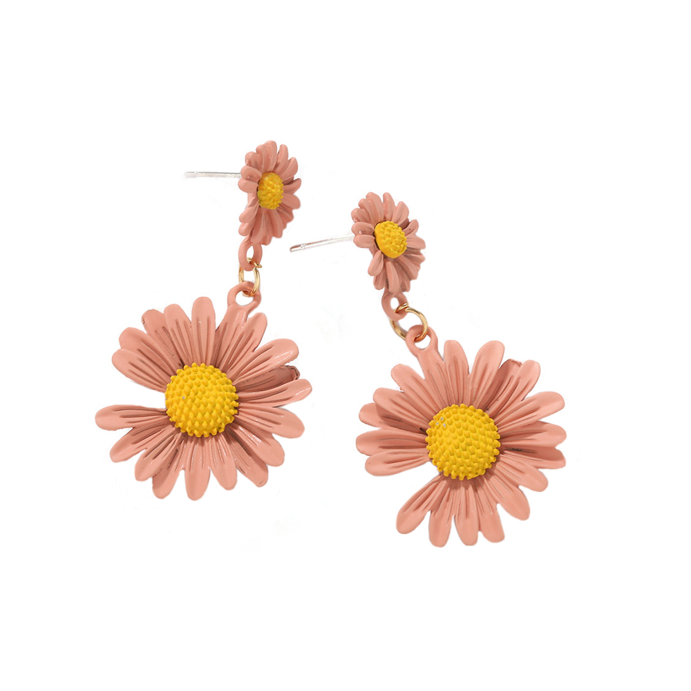 耳环－雏菊二人组  粉红色