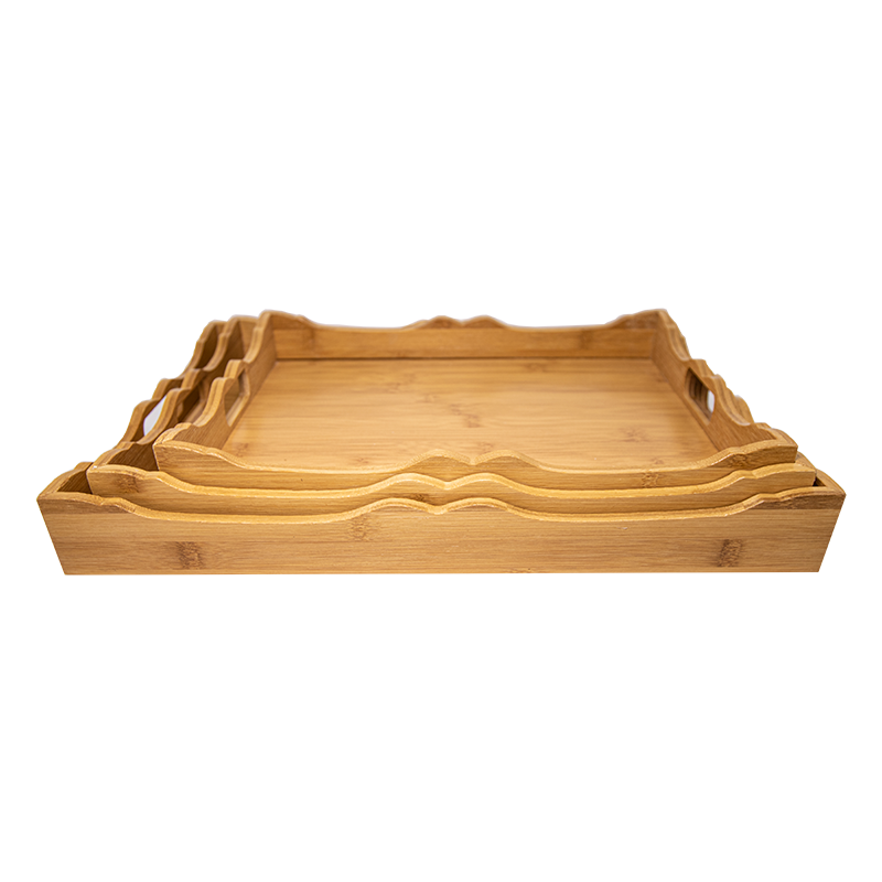 SET DE BANDEJAS BAMBÚ x 3  - ONDULAR