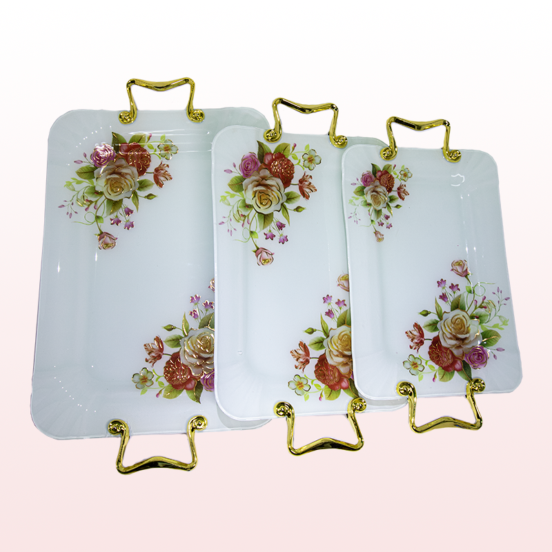 SET DE BANDEJAS DE VIDRIO - FLOR 96