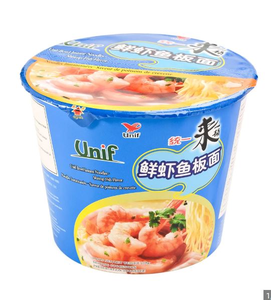 统一 来一桶鲜虾鱼板面 108克