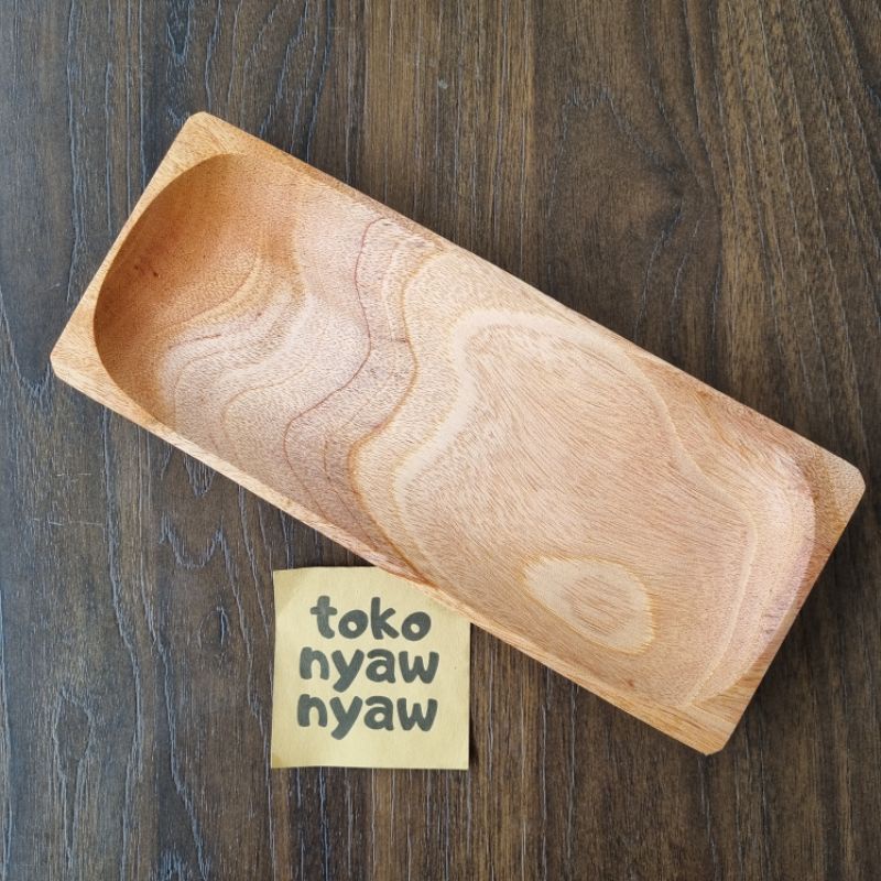 10寸长方寿司盘木纹