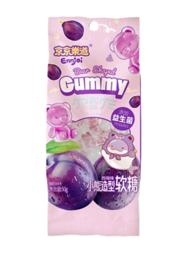 JJLD CARAMELO SABOR CIRUELA: GUMMY OSO CIRUELA 50G