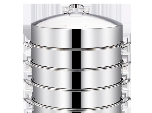 VAPORERA INDUSTRIAL ACERO INOXIDABLE 3 PISOS + TAPA 52CM