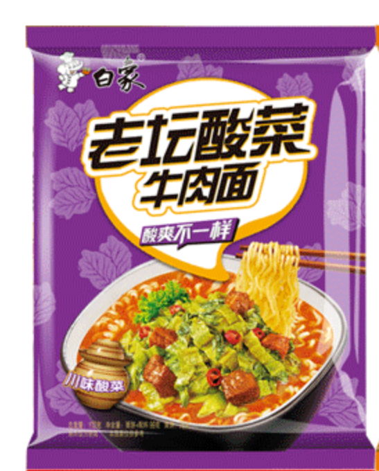 白象 多半袋老坛酸菜牛肉味面 125G