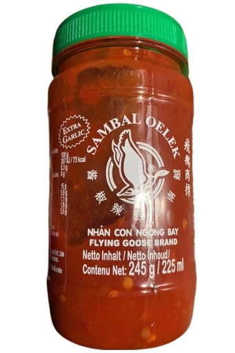 [A4TL-FEP02] FG FLYING GOOSE GROUND CHILLI PASTE WITH GARLIC - SAMBAL OELEK EXTRA GARLIC 245G