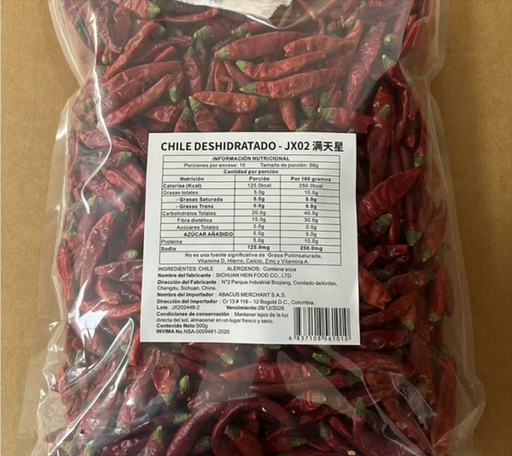 [A4CN-JX02] JX CHILE DESHIDRATADO 500G