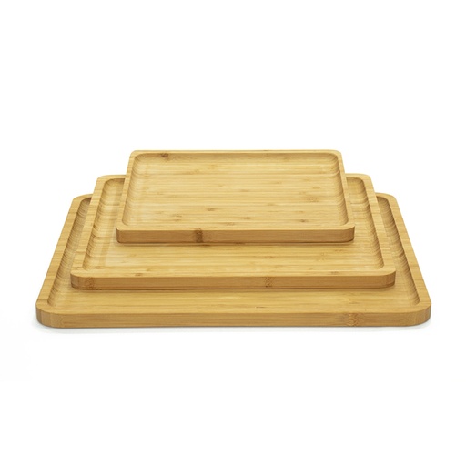 [B01JS19101] BAMBOO WOODEN TRAY SET X 3