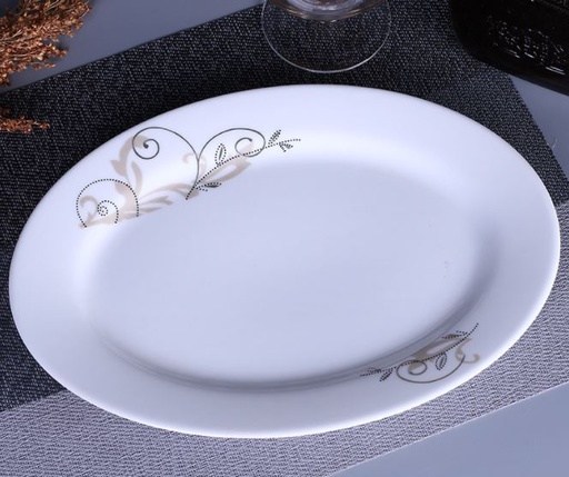 [B02JS19202] PLATO OVULAR CERÁMICA - BORDE FLOR 14“