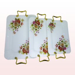[B01JS19096] SET DE BANDEJAS DE VIDRIO - FLOR 96