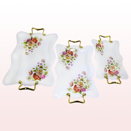 [B01JS19097] SET DE BANDEJAS DE VIDRIO - FLOR 97
