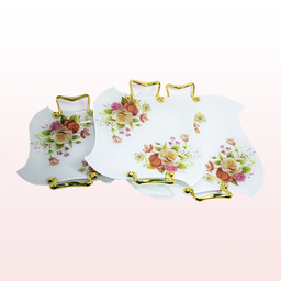 [B01JS19098] SET DE BANDEJAS DE VIDRIO - FLOR 98