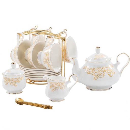 [B03JS19108] JUEGO DE CAFE - 21 PIEZAS GOLD