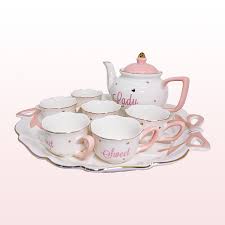 [B03JS19102] 下午茶茶具套装 - 玫瑰壶 - 布纹 102