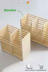 [B01JS19240] 竹制餐具沥水器 2 节