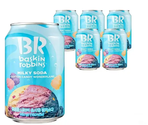 [A5KR-OKF03] 韩国 BASKIN ROBINS 棉花糖奶味苏打饮料 350ml